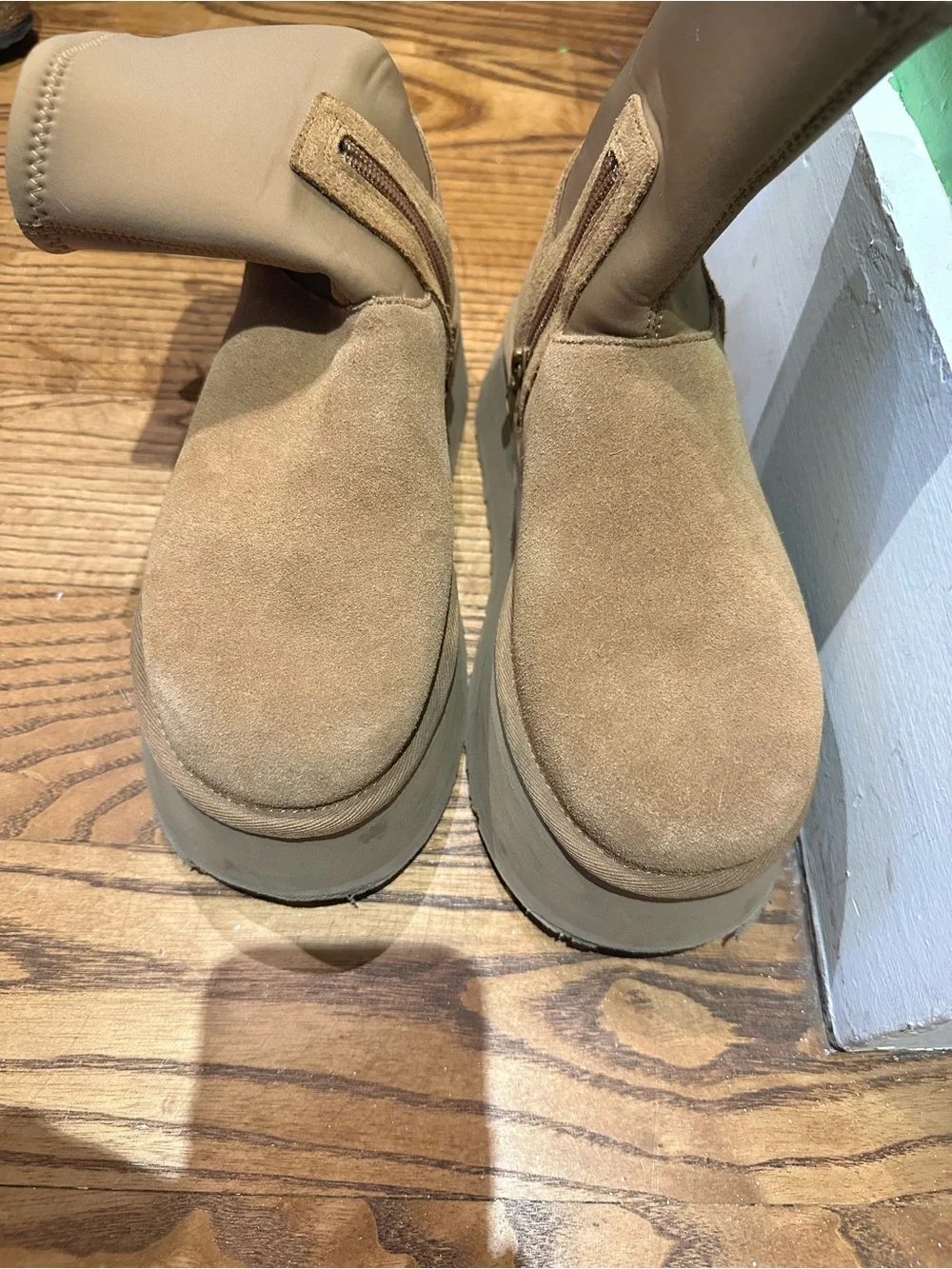 UGG Platform Suede Ankle Boots in Tan